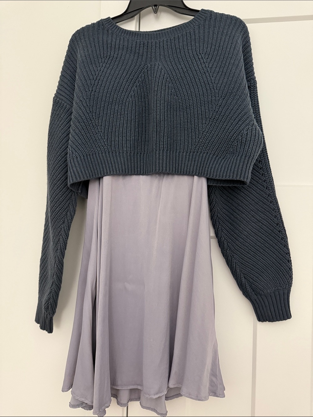 URBAN OUTFITTERS by ANTHROPOLOGIE Light Gray Adj Spaghetti Strap dress w Bl Swea